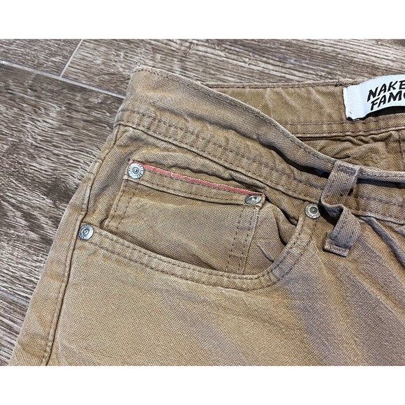 Naked & Famous Denim Weird Guy Pants Mens 29 (29x32) Brown Duck Canvas Selvedge - Picture 10 of 16